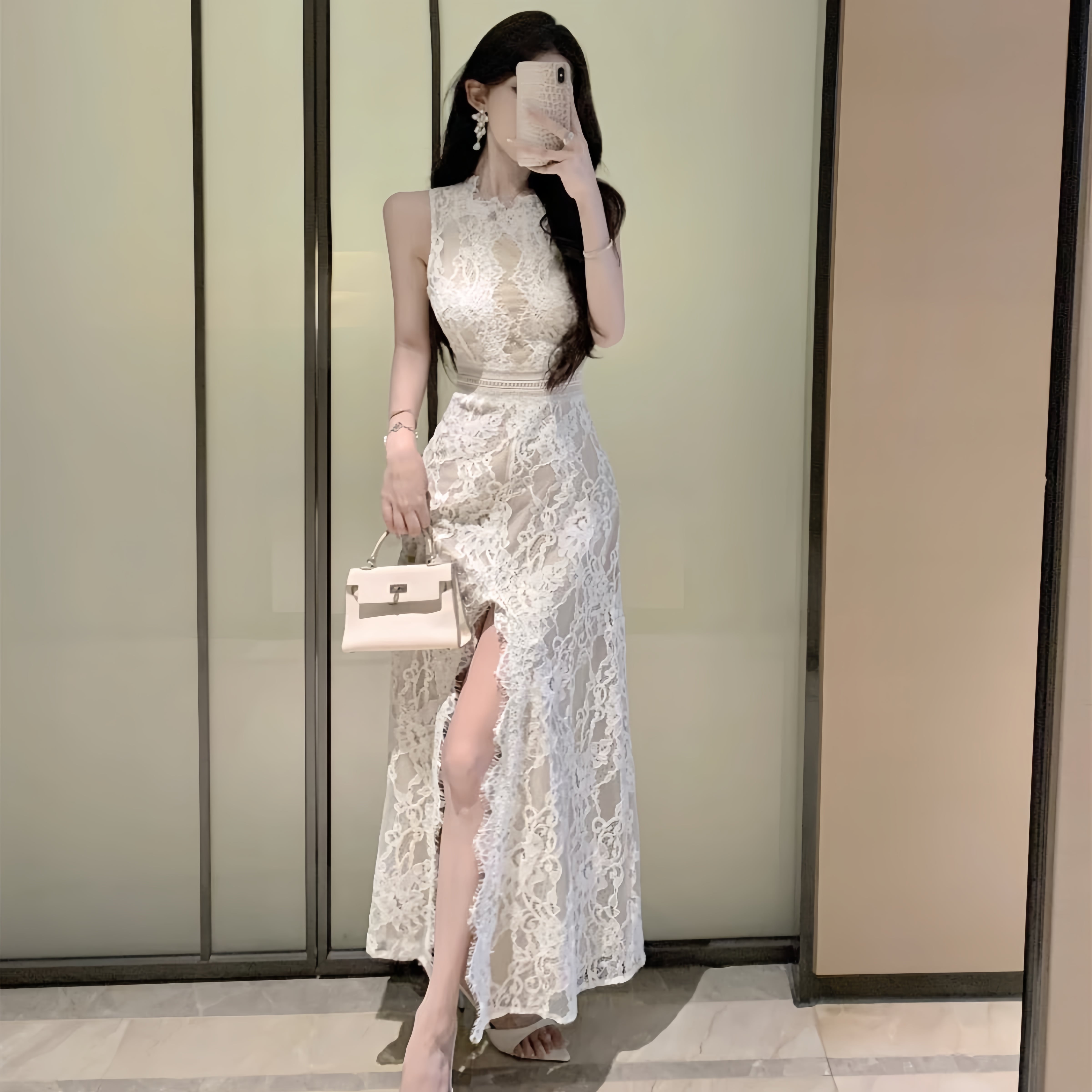 秋値下げ☆シェアスピリットレース模様コットンスパッツ 黒・茶マーブルデザイン dress】バックオープンスリットレースワンピース M32516 – NANASTYLE