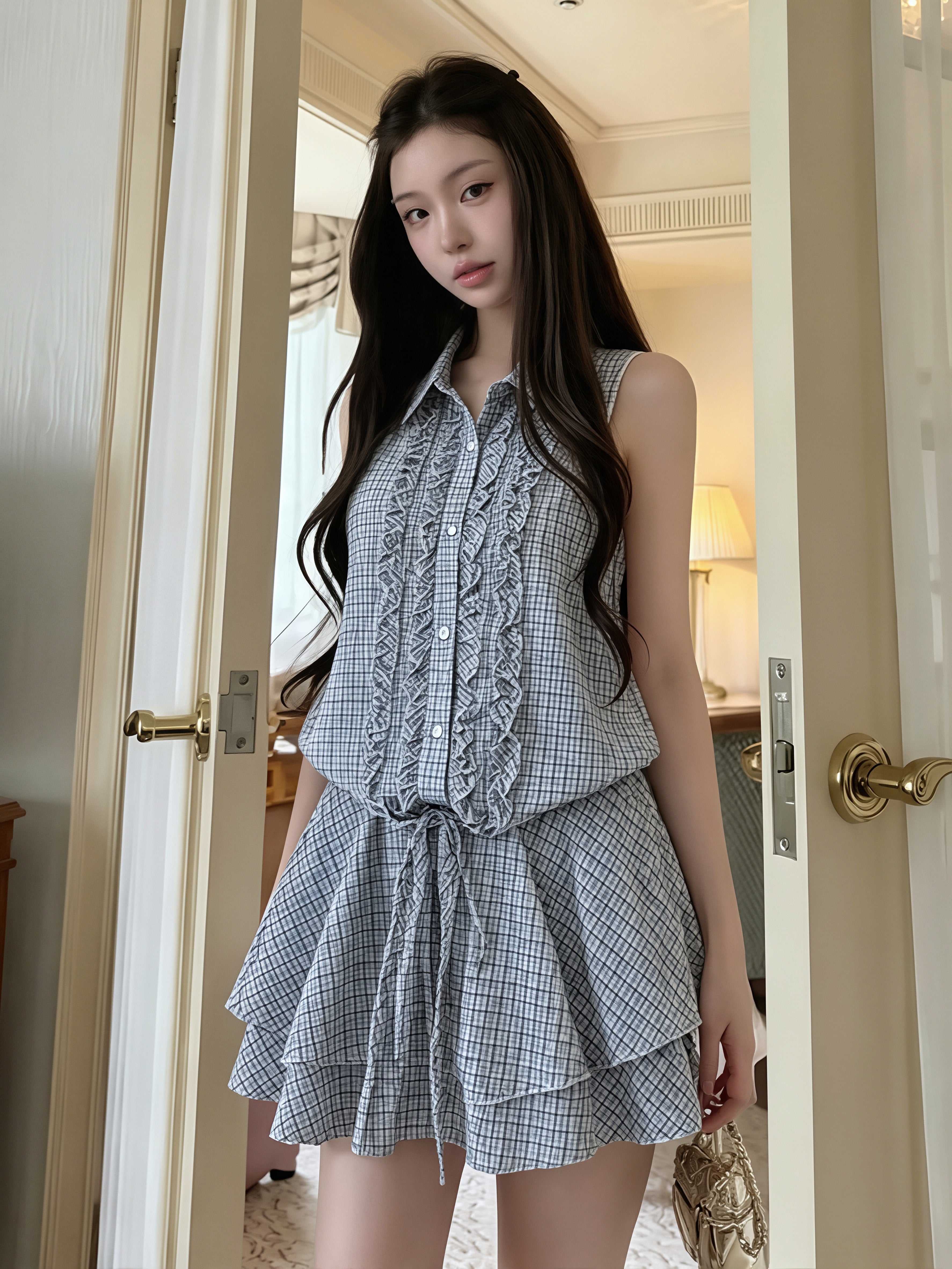 dress】ギャザーフリルノースリーブワンピース Q8821 – NANASTYLE