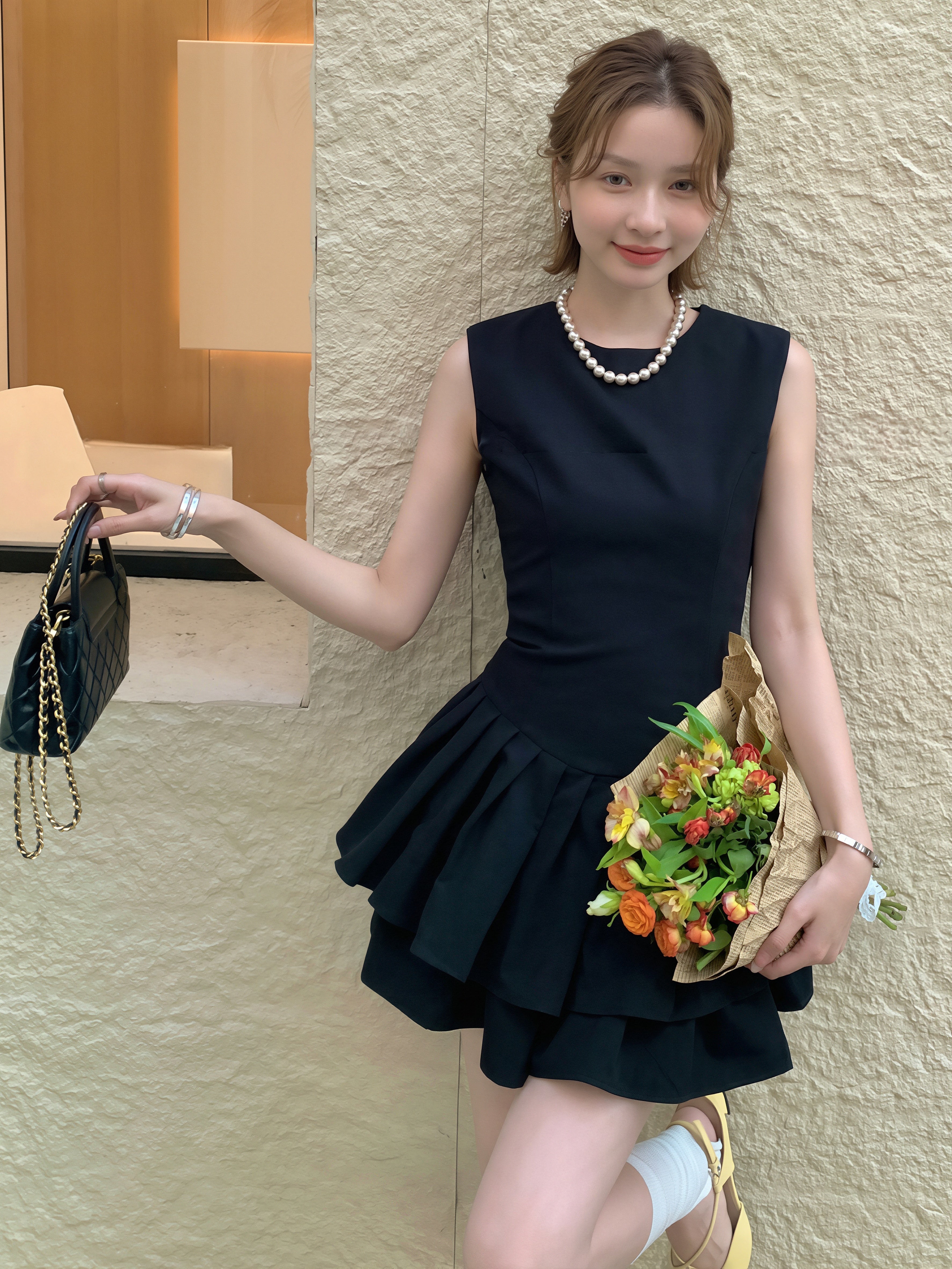 dress】ノースリーブAラインティアードワンピース Q8812 – NANASTYLE