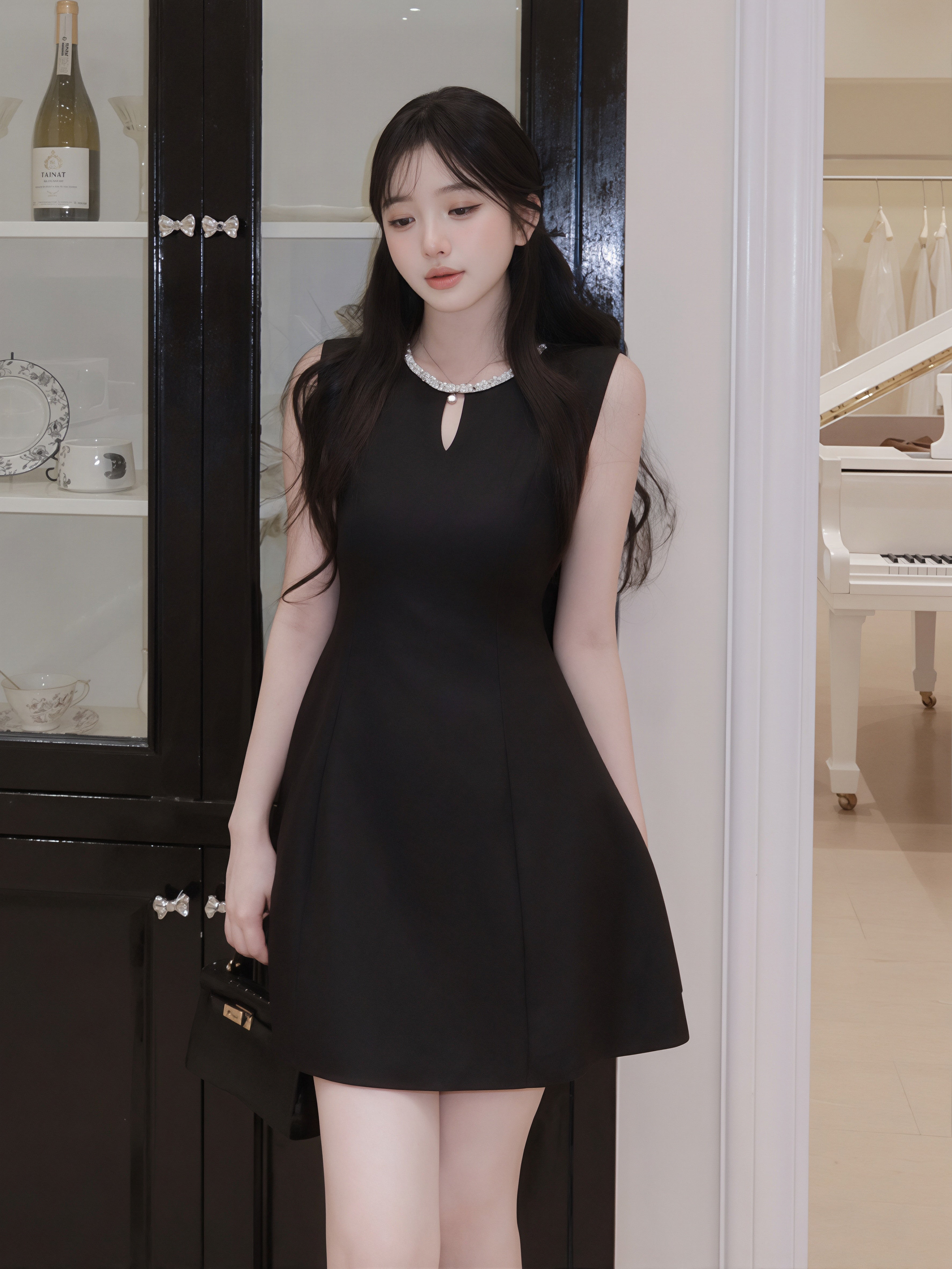 dress】ラインストーンノースリーブワンピース Q8761 – NANASTYLE