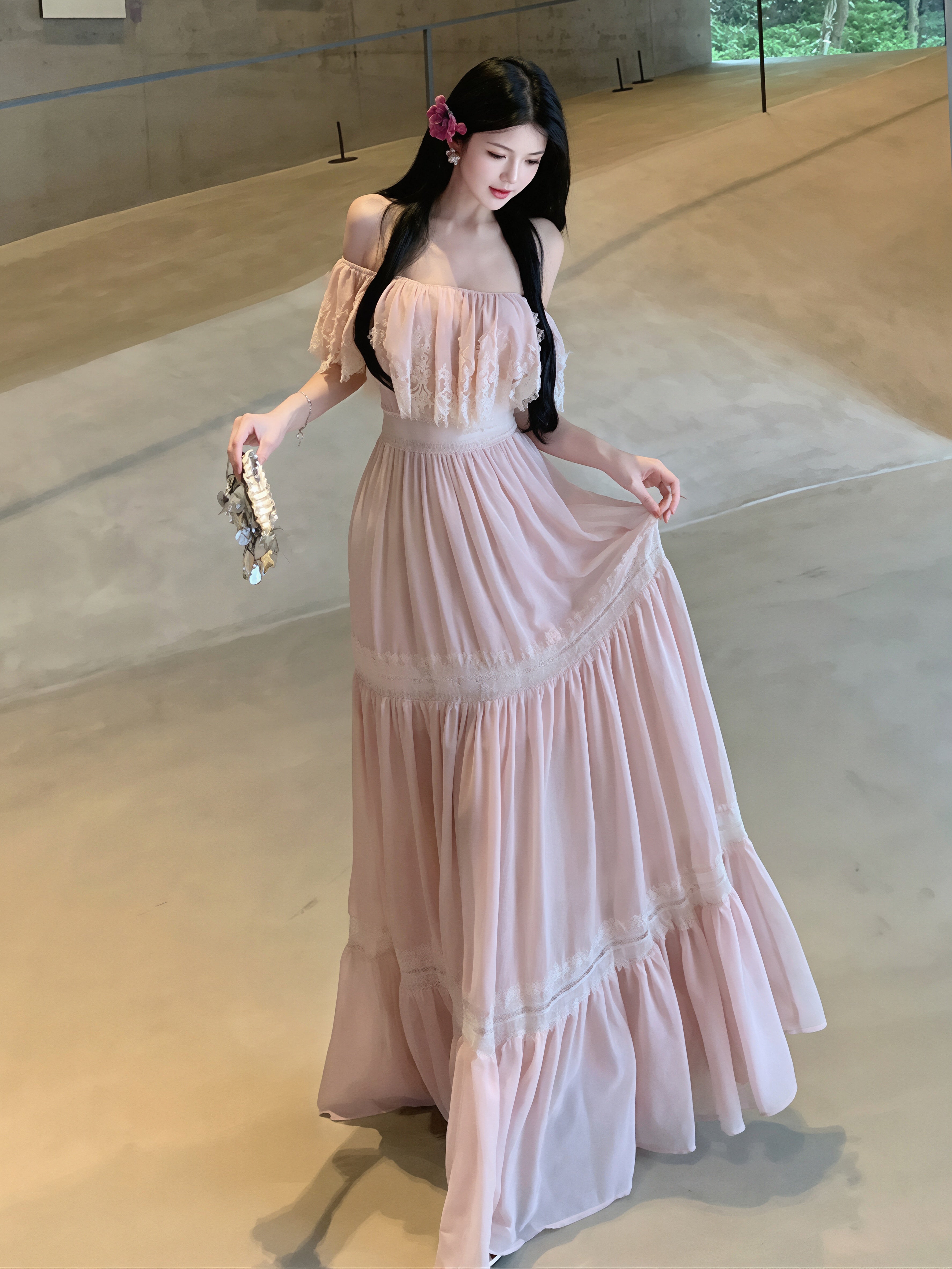 dress】レースドッキングロングワンピース Q8717 – NANASTYLE