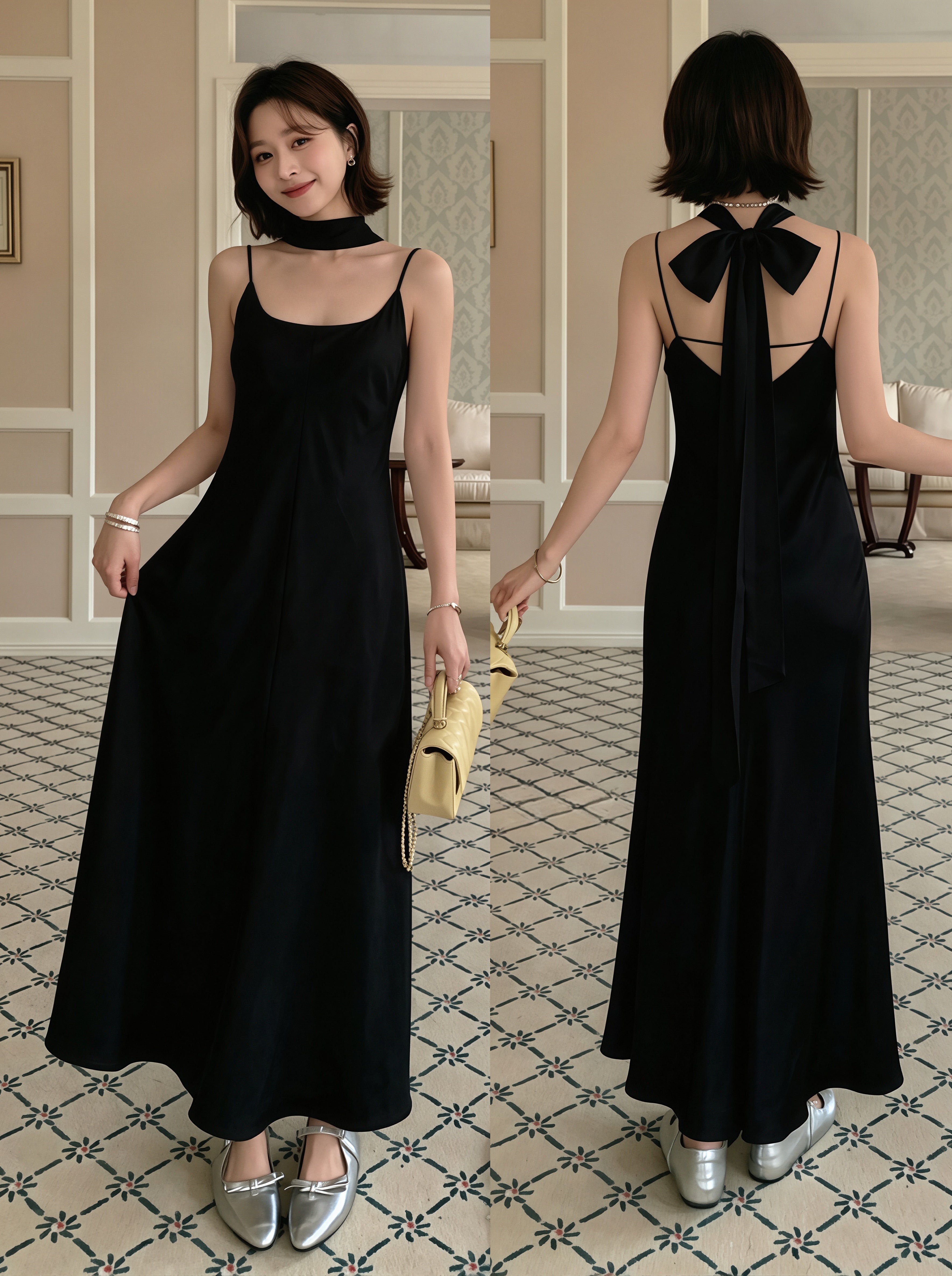 dress】チョーカー付きロングキャミワンピース Q8823 – NANASTYLE