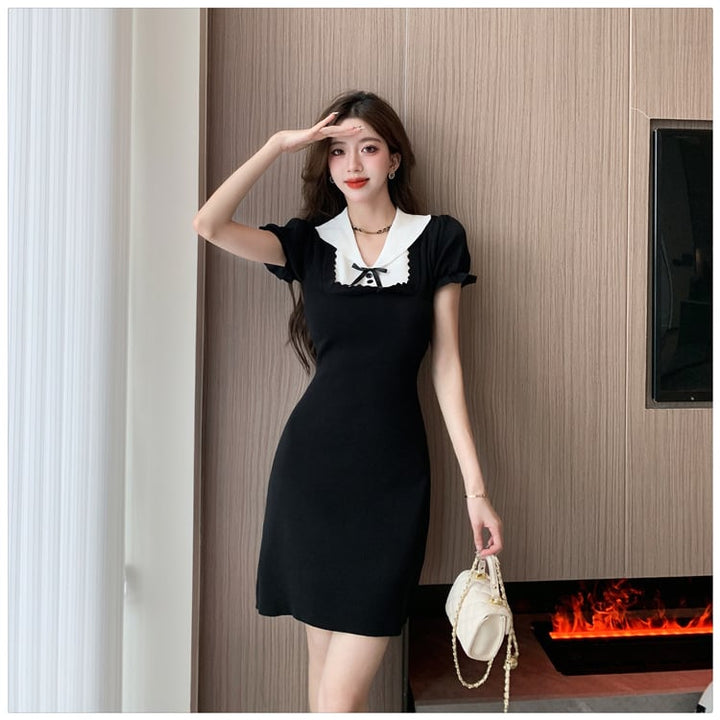 【dress】気質満点大人可愛い薄手ニットワンピース着瘦せ　M16874