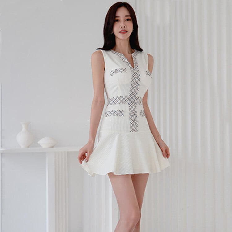 【dress】韓国系ノースリーブエレガントデートワンピース　M17439