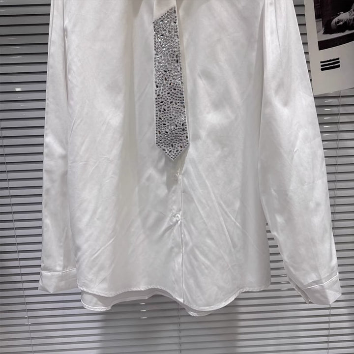 【tops】ラインストーン付きシャツ Q7896