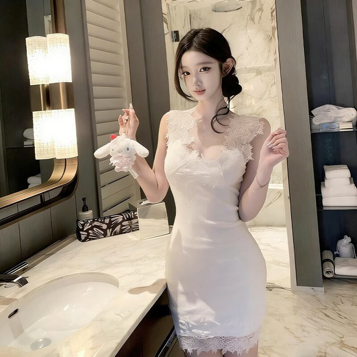 【dress】レースドッキングキャミワンピース Q8000