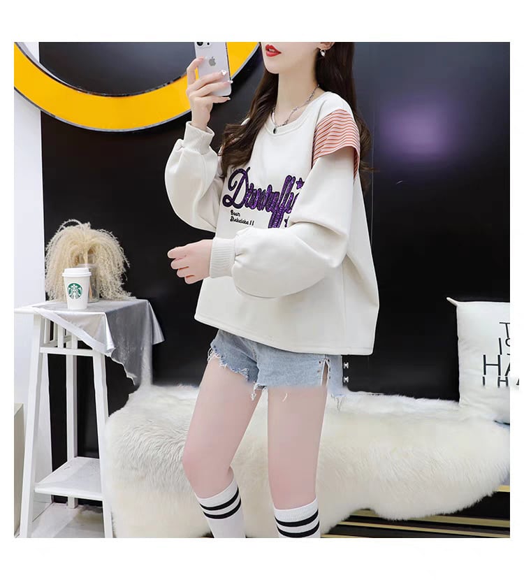 【tops】大人可愛いパーカー文字プリントゆったり　M17557
