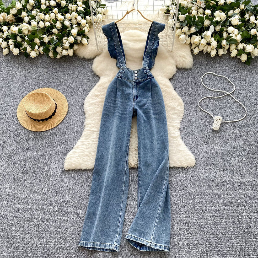 【set】シャツトップス×サロペットデニムパンツセット　M29710