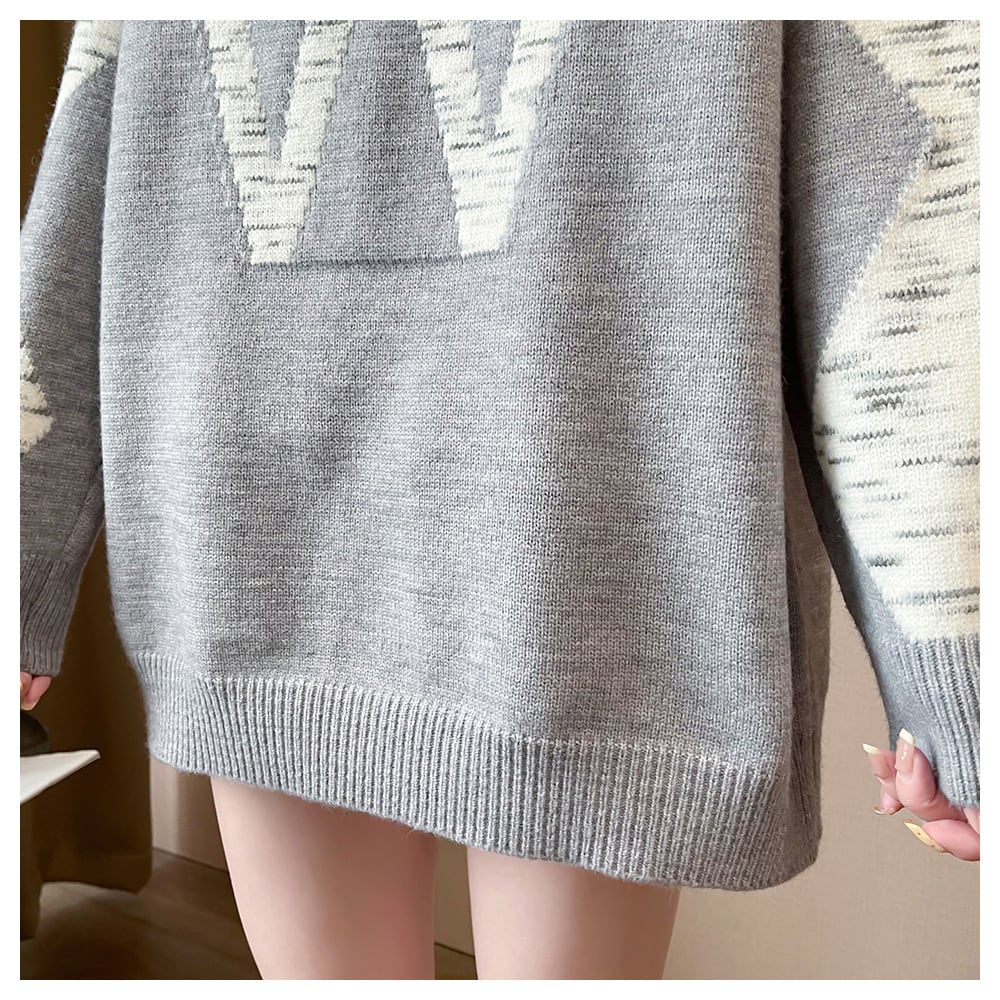 【tops】ジャカードニットセーター　M26572