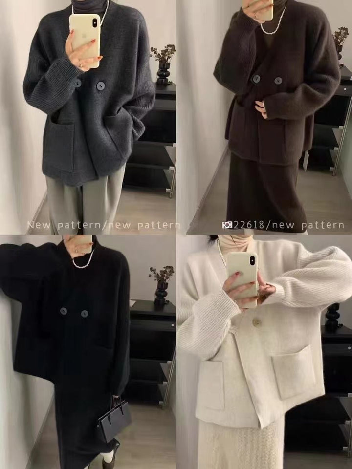 【outer】アウトポケットVネックニットカーデ　M17989
