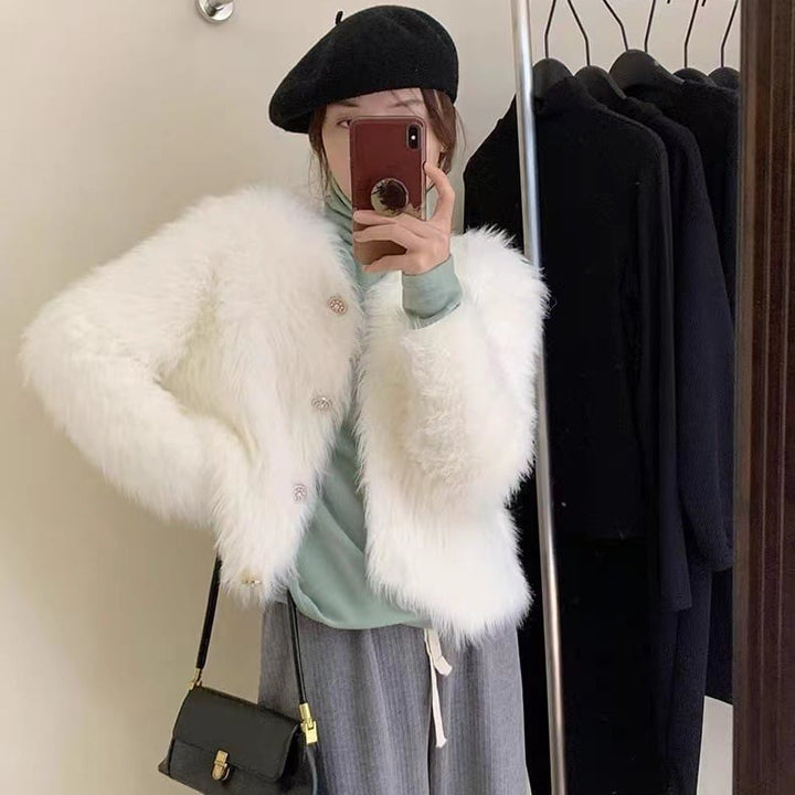 【outer】フェザークルーネックニットカーデ　M18083