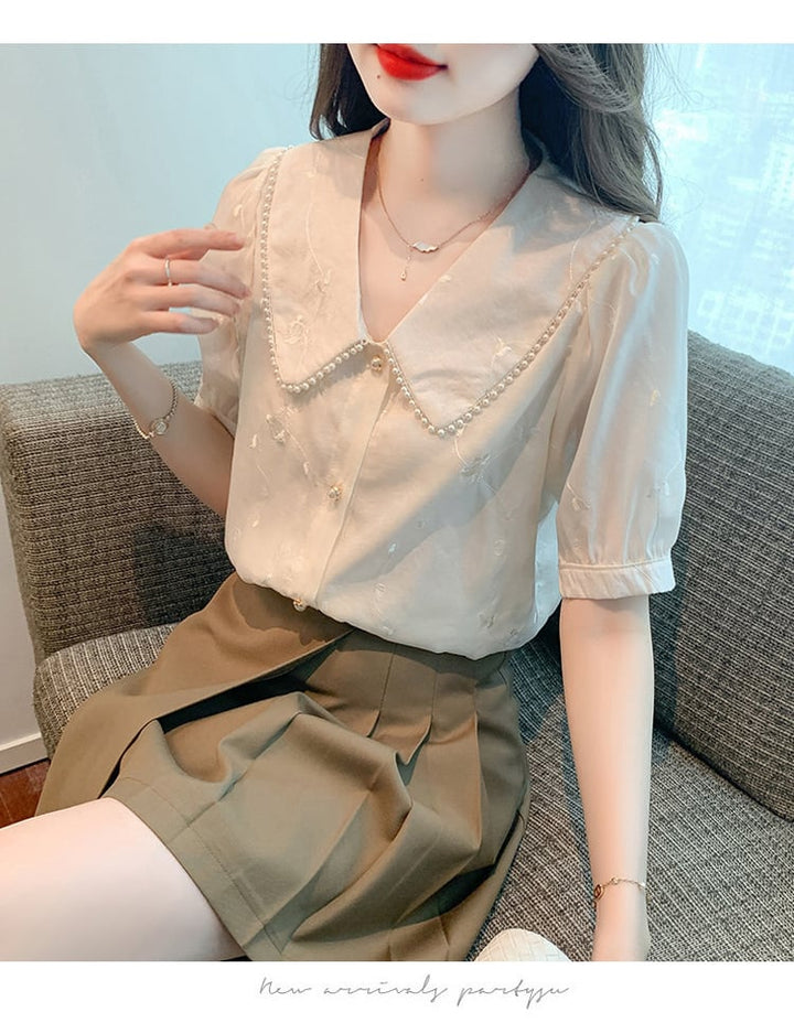 【tops】大人らしい スウィートレースシャツトップス　M17037