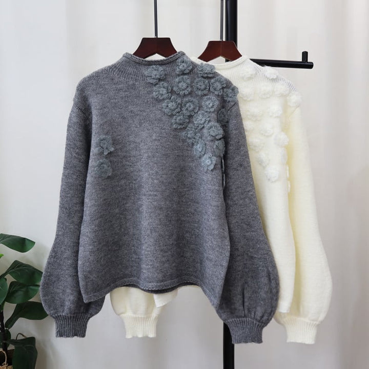 【tops】フラワーモチーフニットトップス　N2904