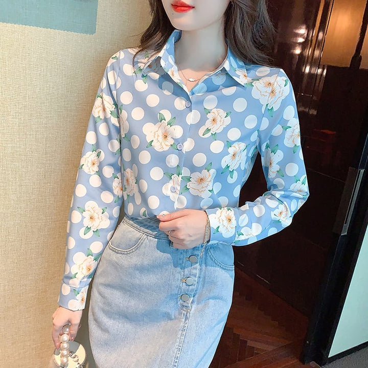 【tops】大人らしい プリントシャツトップス着心地良い　M17228