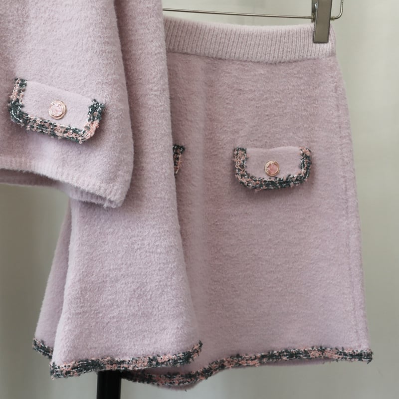 【set】ニットカーデ×スカートセット　M26857