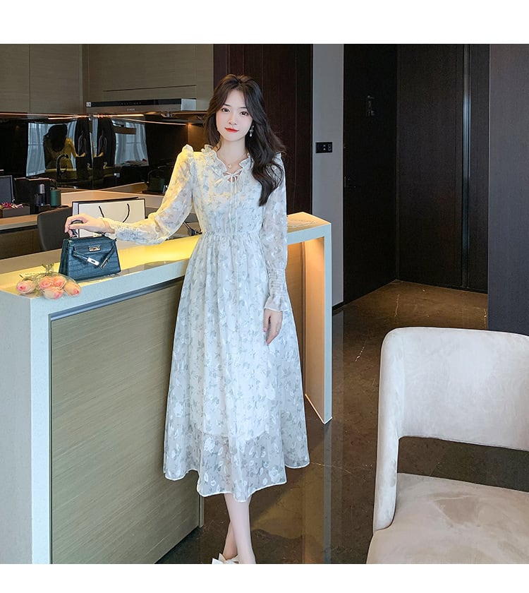 【dress】早い者勝ちVネック一目惚れ清新花柄ワンピース　M17030