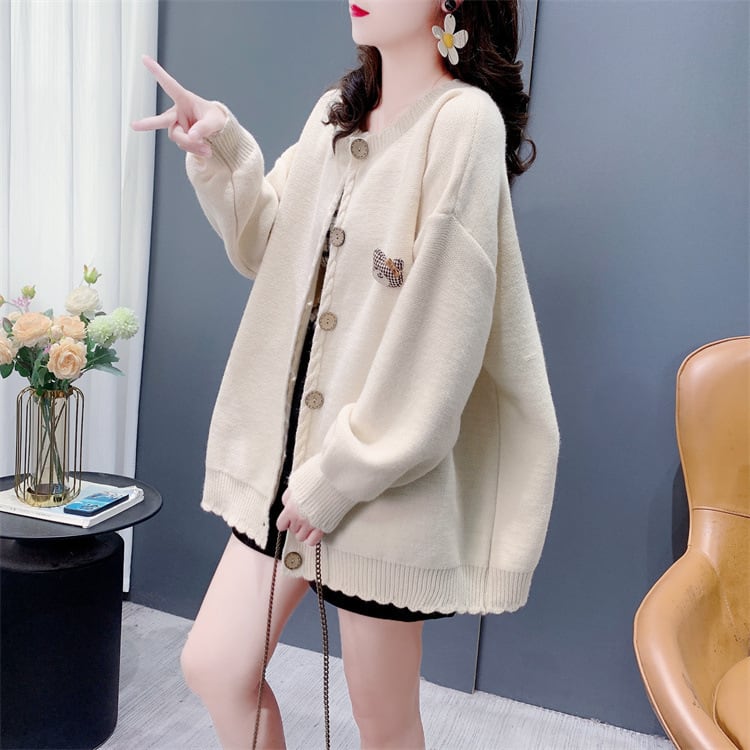 【outer】クルーネックニットカーデ　M26467