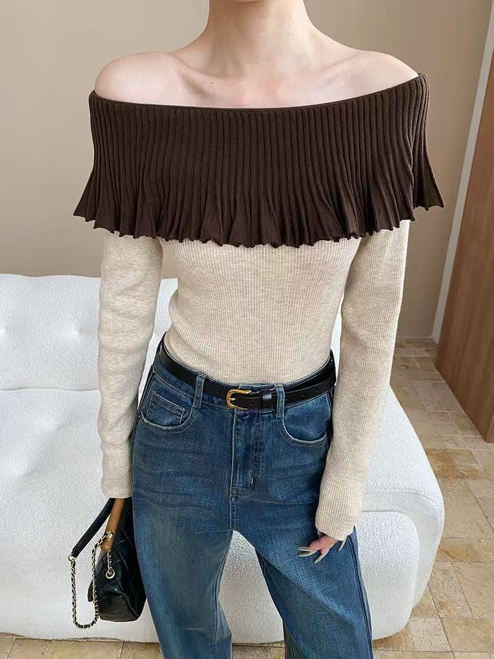【tops】オフショルニットトップス　K0656