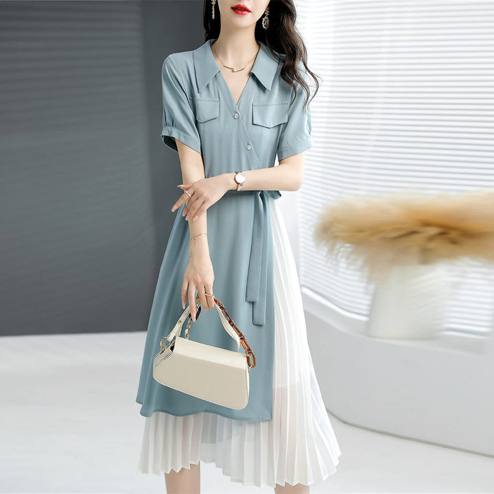 【dress】女子力アップエレガント切り替えシャツワンピース　M16971