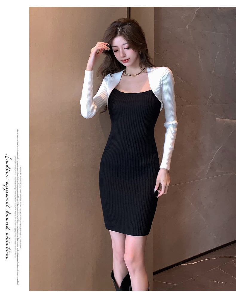 【dress】人気アイテム ! 切り替えニットワンピース　M17593