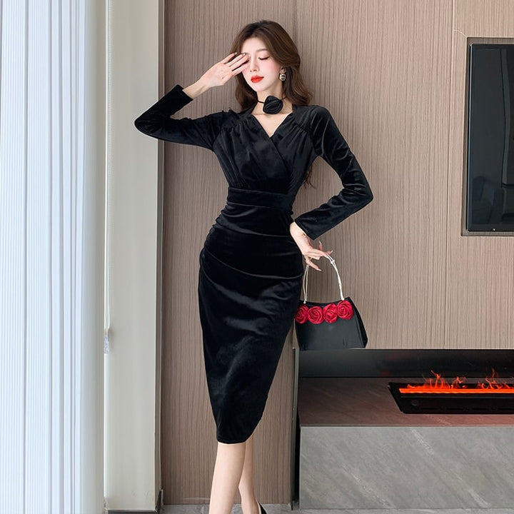 【dress】ベルベットデートワンピース　M18271