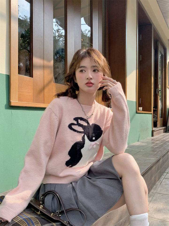【tops】クルーネックニットセーター　M18385