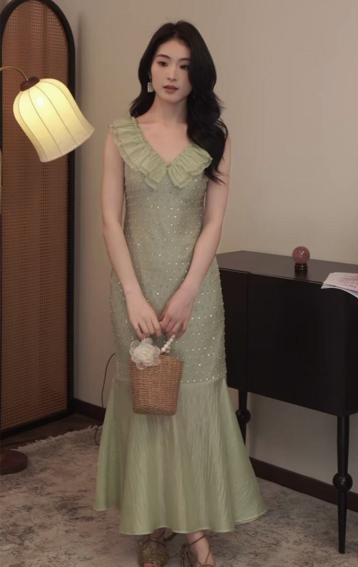 【dress】スパンコール付きマーメイドワンピース　N2987