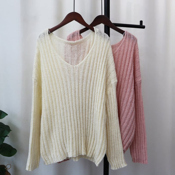 【tops】Vネックニットセーター　M26020