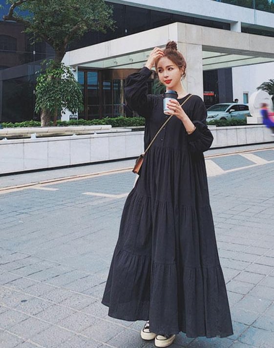 【dress】高級感 シンプル無地デートワンピース韓国系超人気　M16809