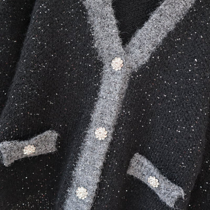 【outer】スパンコールニットカーデ　M27902
