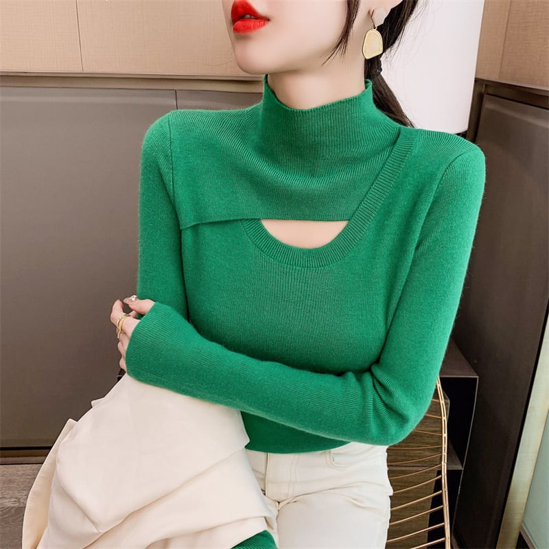 【tops】カットワークニットトップス　M18236