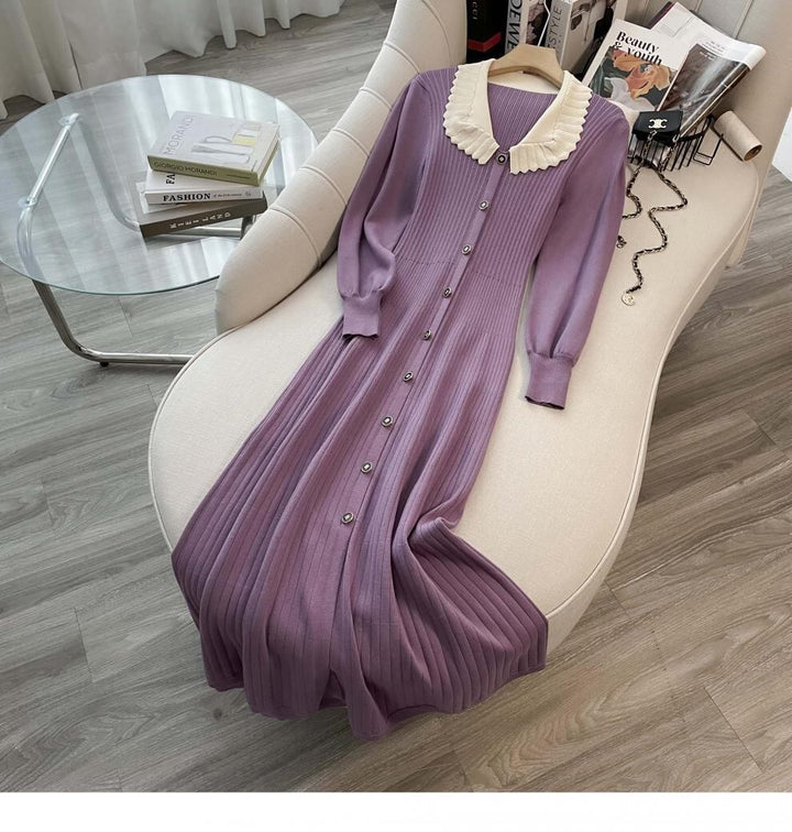 【dress】ボタンデザインニットワンピース　M18657
