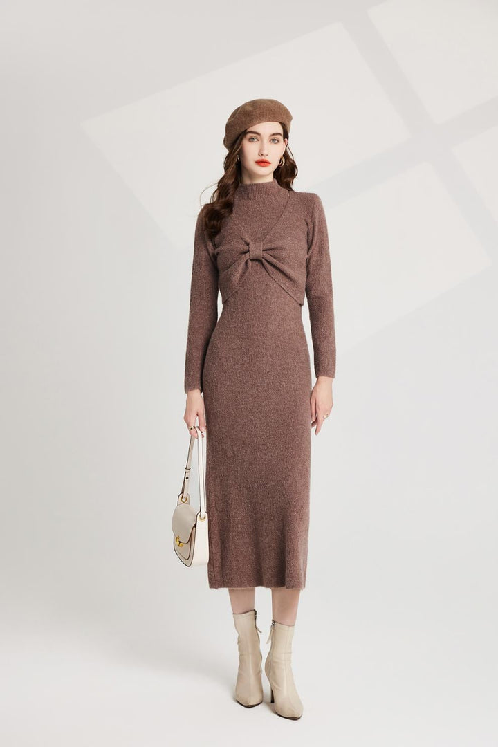 【dress】リボンニットトップス×ベストワンピースセット　M26251