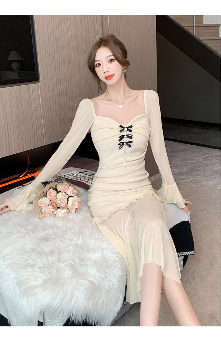 【dress】スリットマーメイドワンピース　M18366
