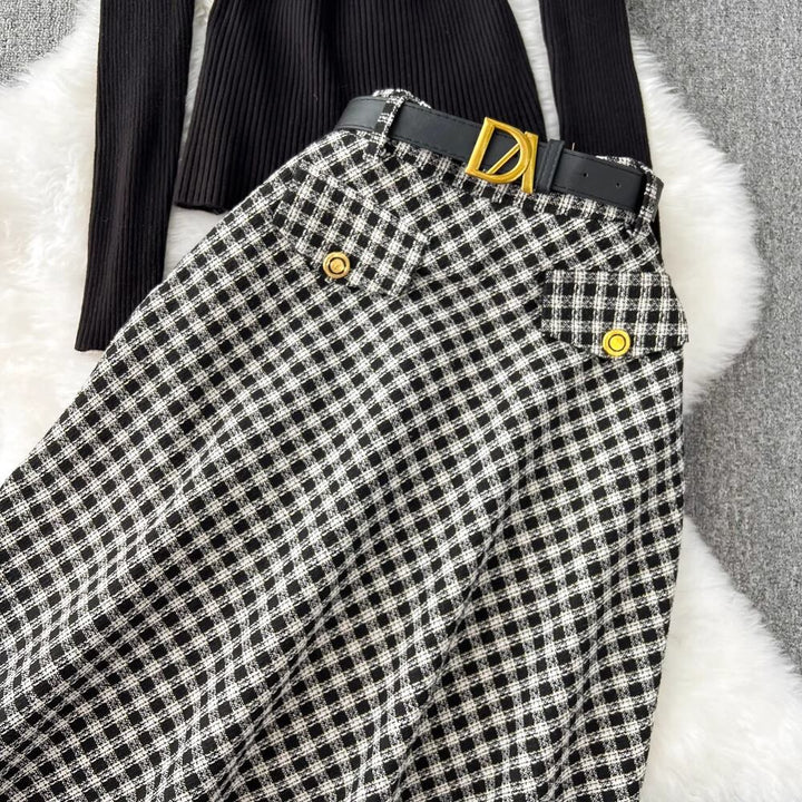 【set】ニットトップス×スカートセット　M18459