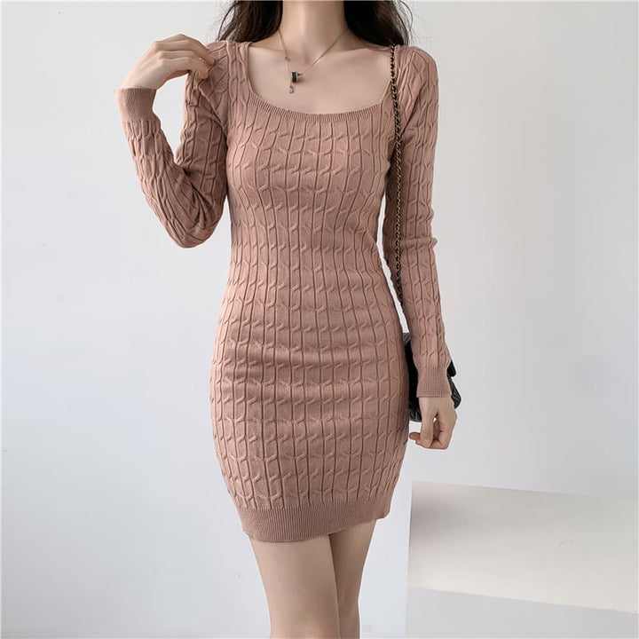 【dress】無地ニットワンピース　M18023