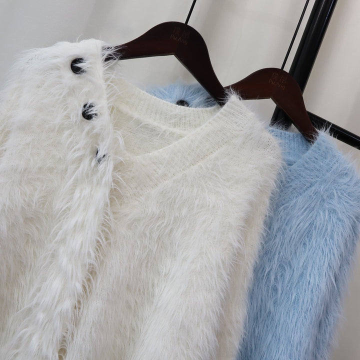 【tops】シャギーVネックニットセーター　M18022