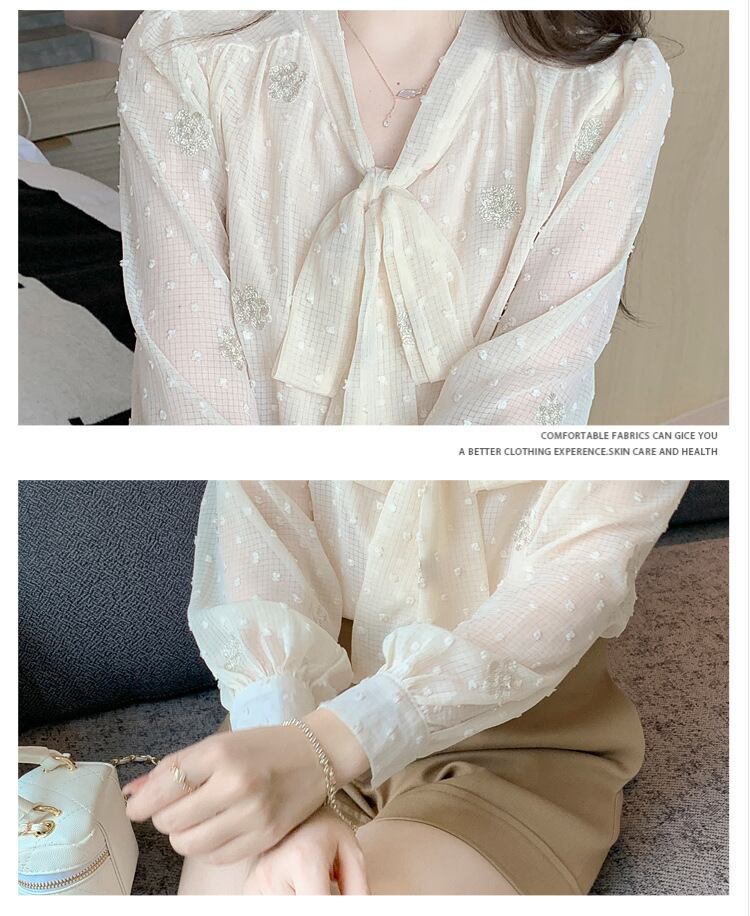 【tops】リボン付きシャツトップス　M28633