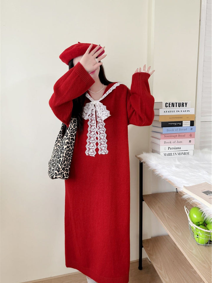 【dress】セーラーカラーニットワンピース Q7770