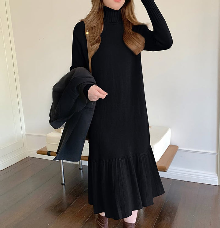 【dress】ハイネックマーメイドニットワンピース　M18205