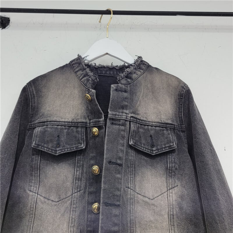 【outer】クルーネックファーデニムジャケット　M18125