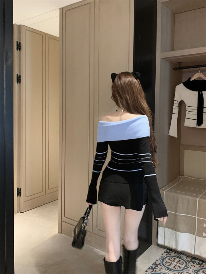 【tops】ボートネックニットトップス　M26424