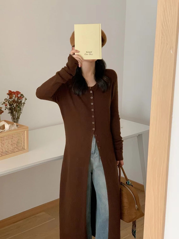 【outer】ロング丈スリットニットカーデ　M26799