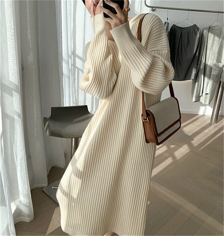 【dress】フード付きニットワンピース　M18237