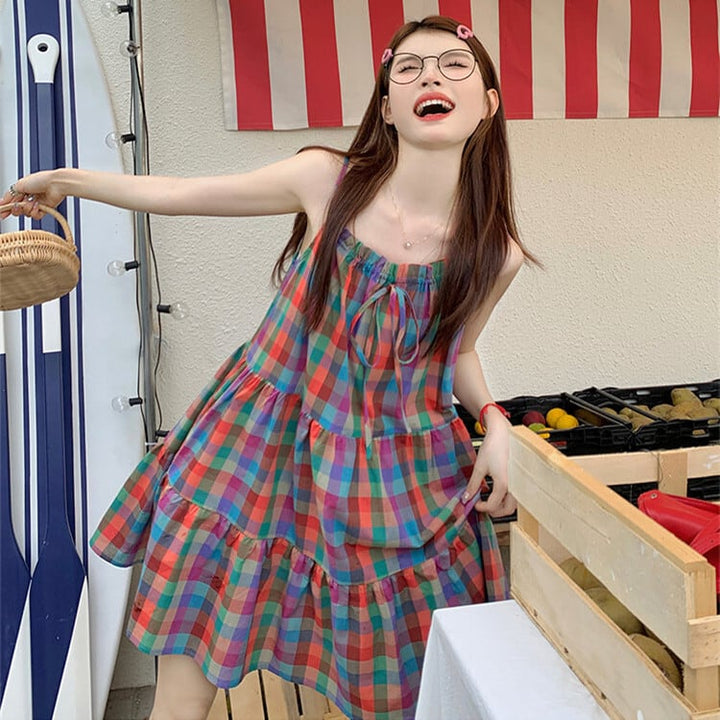 【dress】チェック柄キャミワンピース　M25035