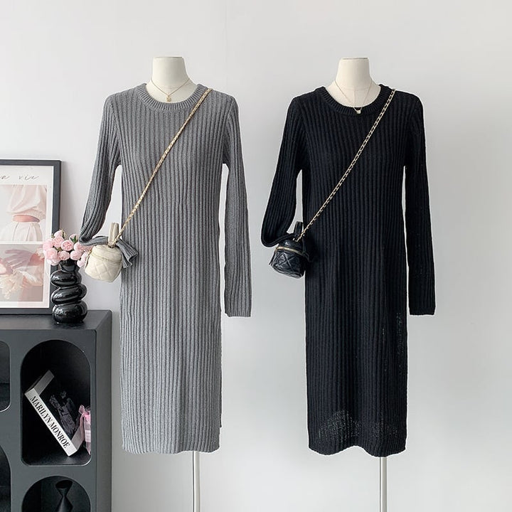 【dress】スリットニットワンピース　M18469