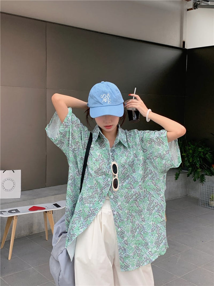 【tops】花柄シャツトップス　M25174