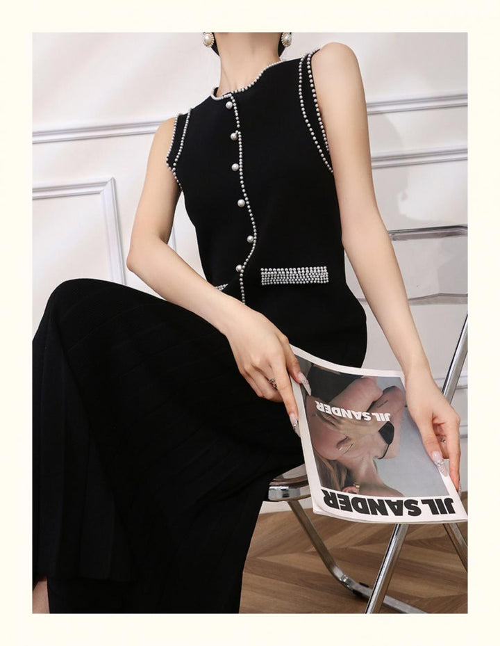 【dress】パールノースリーブワンピース　M24350
