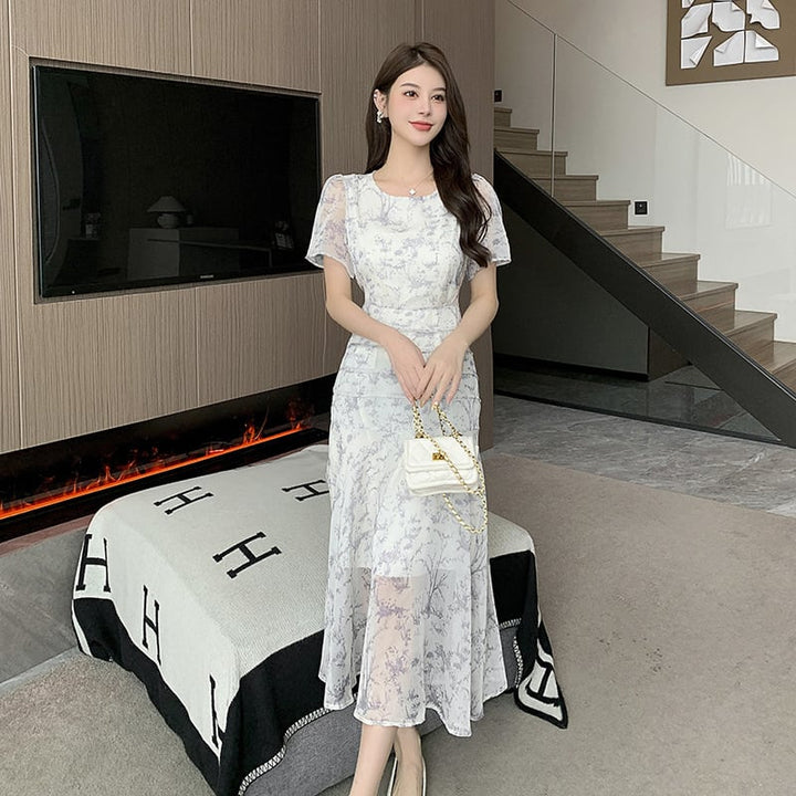 【dress】輝いて超人気 ! エレガント花柄ワンピース　M17441