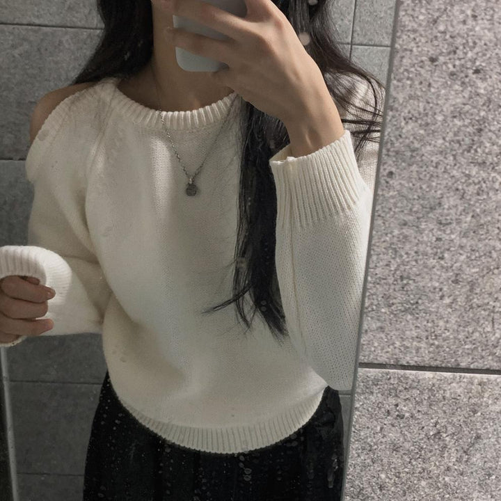 【tops】オフショルダーニットセーター　M27355